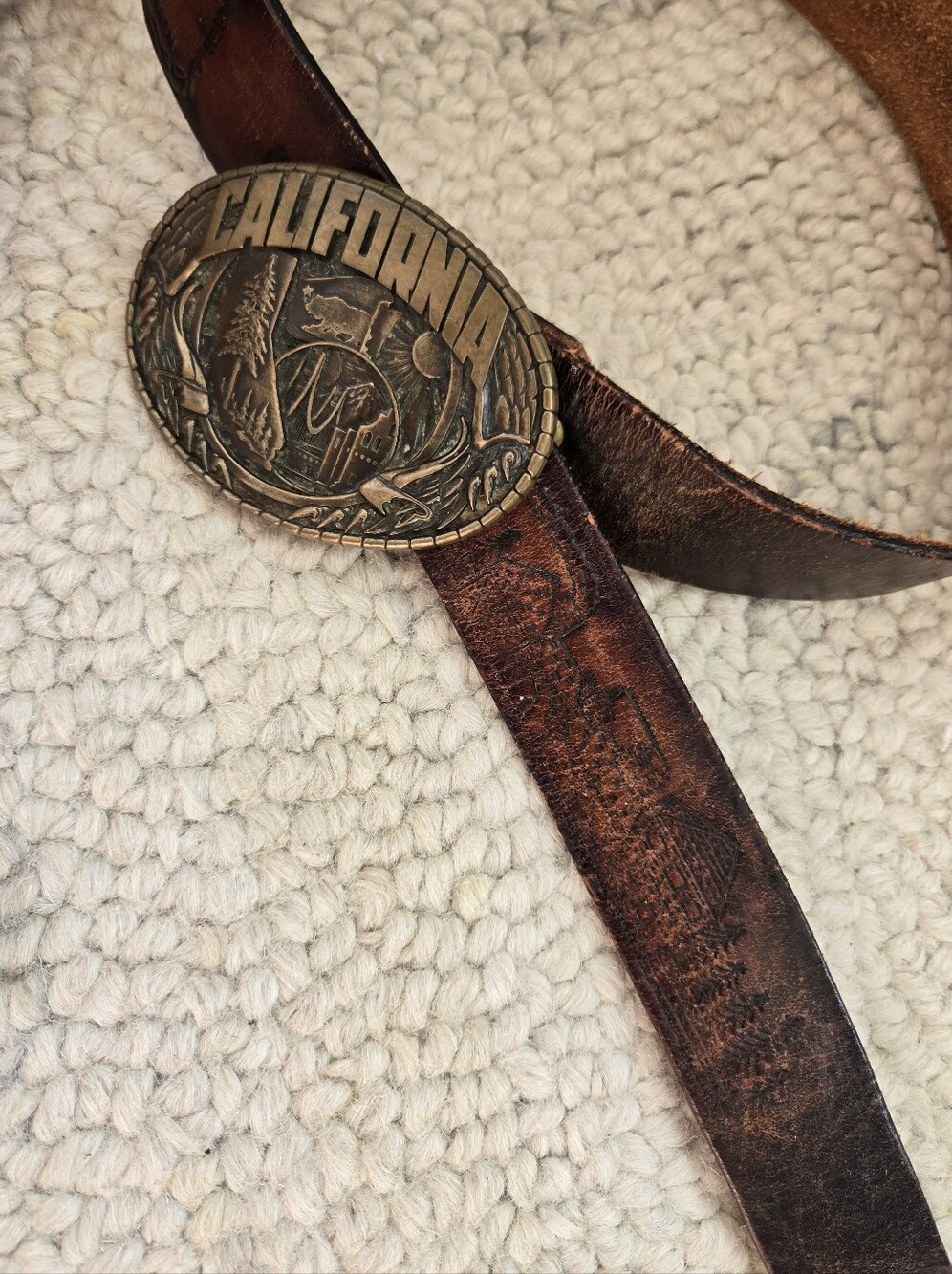 California Brass Belt Buckle W/ Jack Daniels Leath⁰er Belt XL